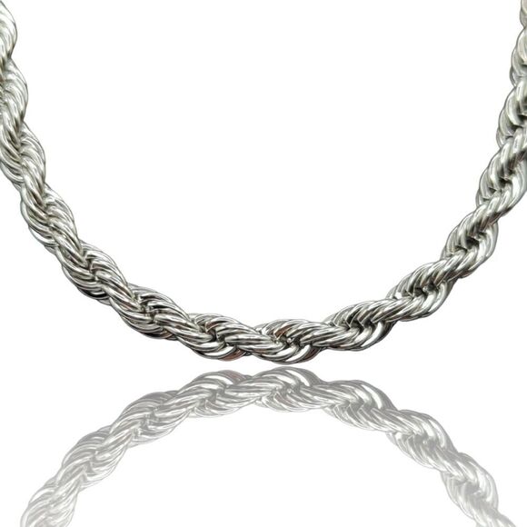 22" x 7mm 316L Stainless Steel Rope Chain. - Picture 1 of 7